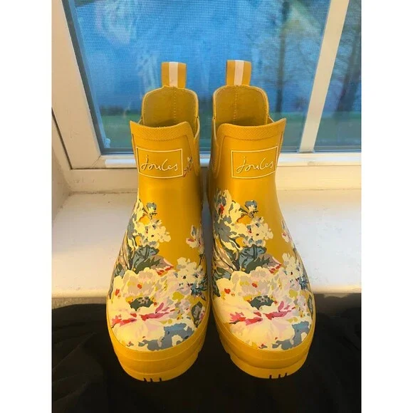 Joules Wellibob Women’s Rain Boots in Yellow Floral Design Size US 9 EU 40/41 - Picture 3 of 12